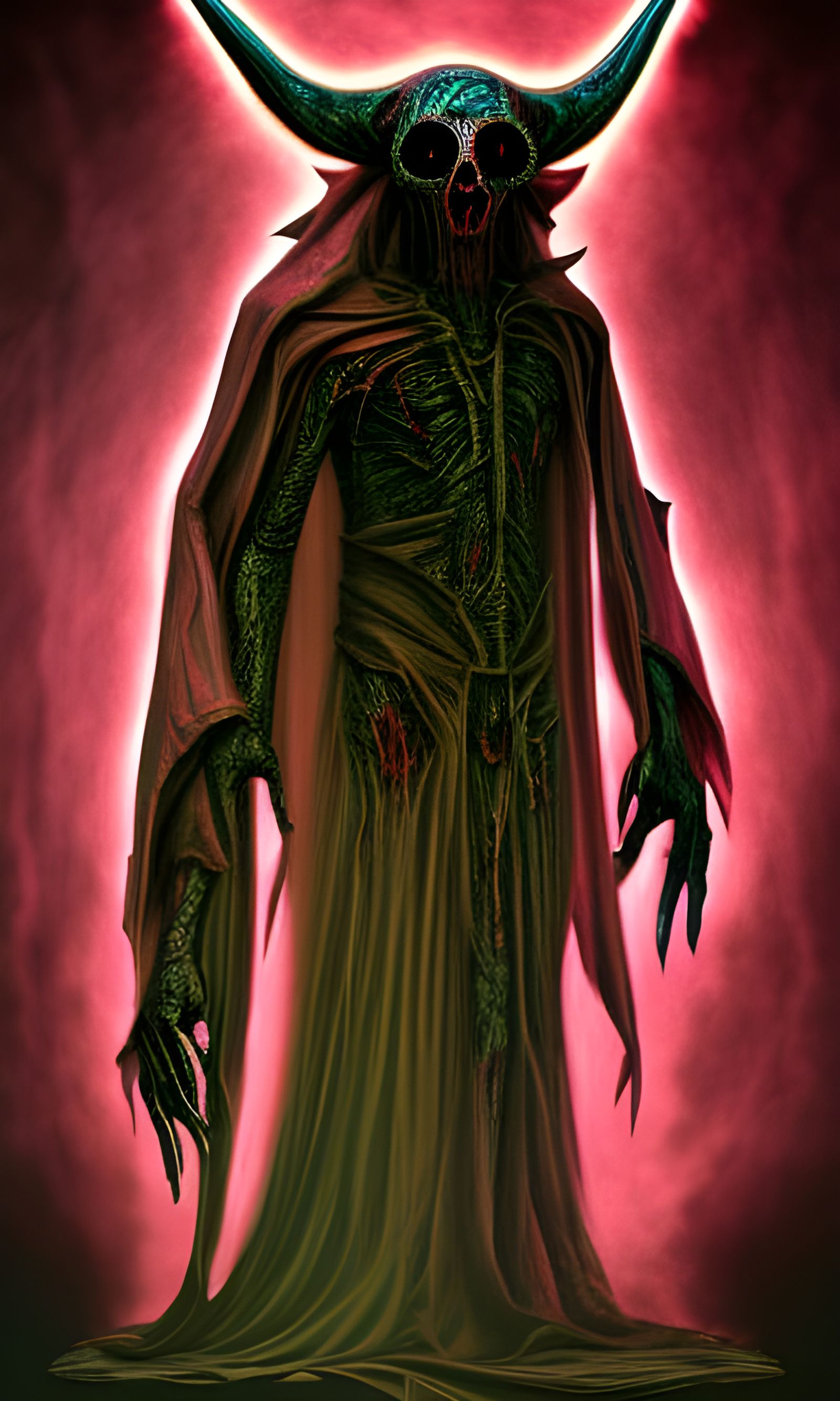 Terrifying Shadow Demon on Bone Throne: Horror Comic