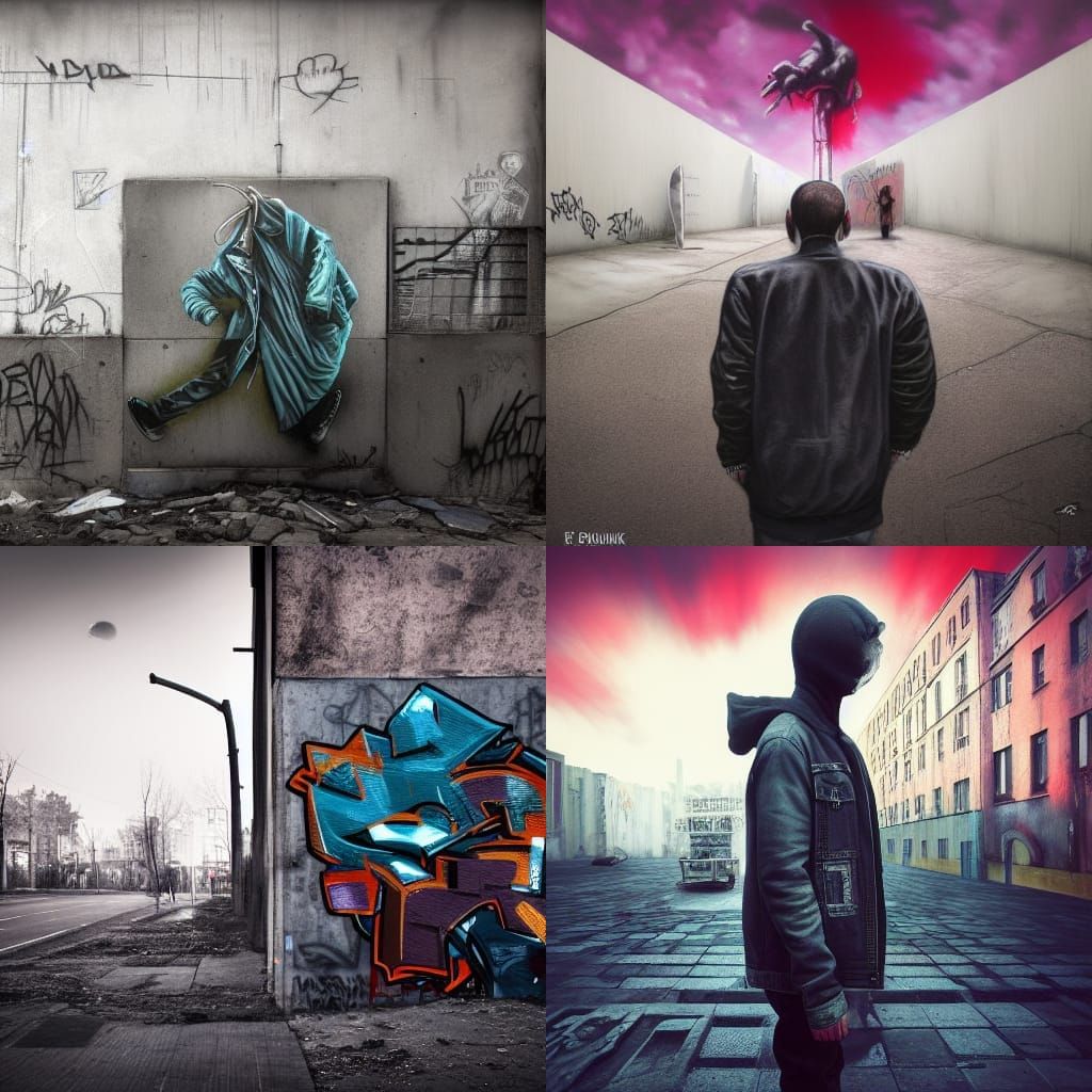 Graffiti Album Cover Art in Retrofuturistic Style