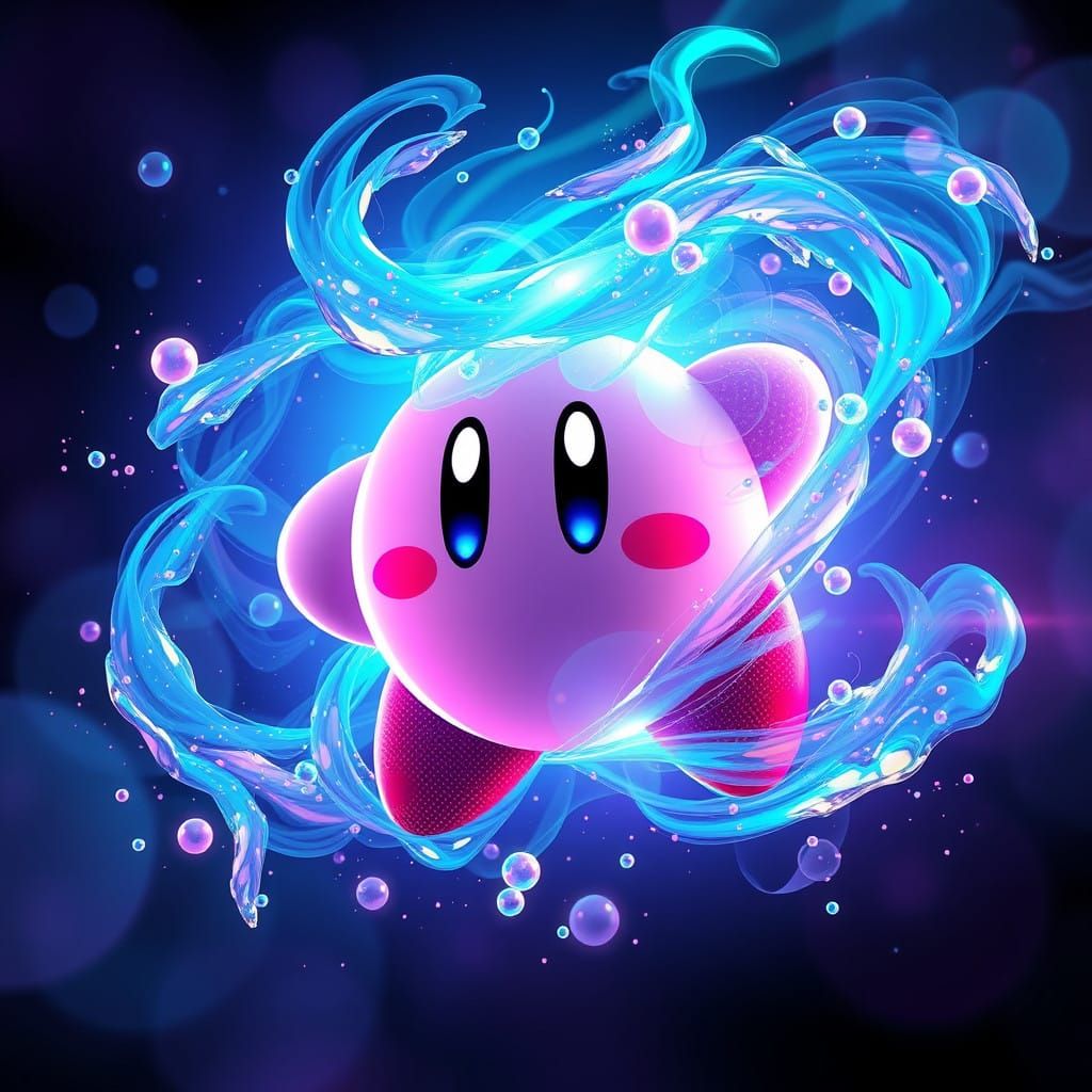 Kirby Composed of Swirling Periodic Table Elements in Whimsi...