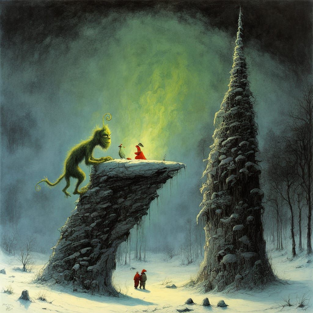 Dark Fantasy Scene Inspired by Zdzislaw Beksinski