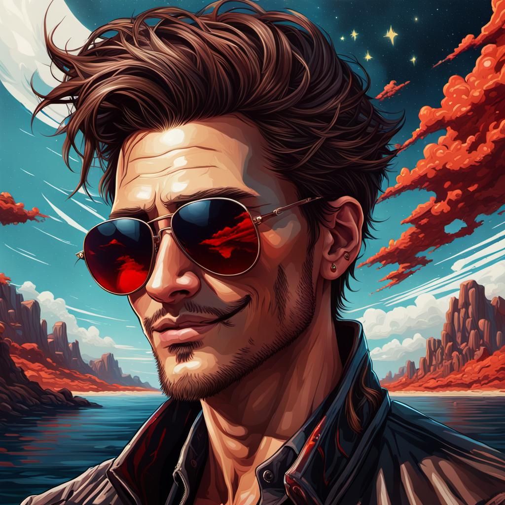 Cyberpunk Gangster in a Hyperrealistic Desert Landscape