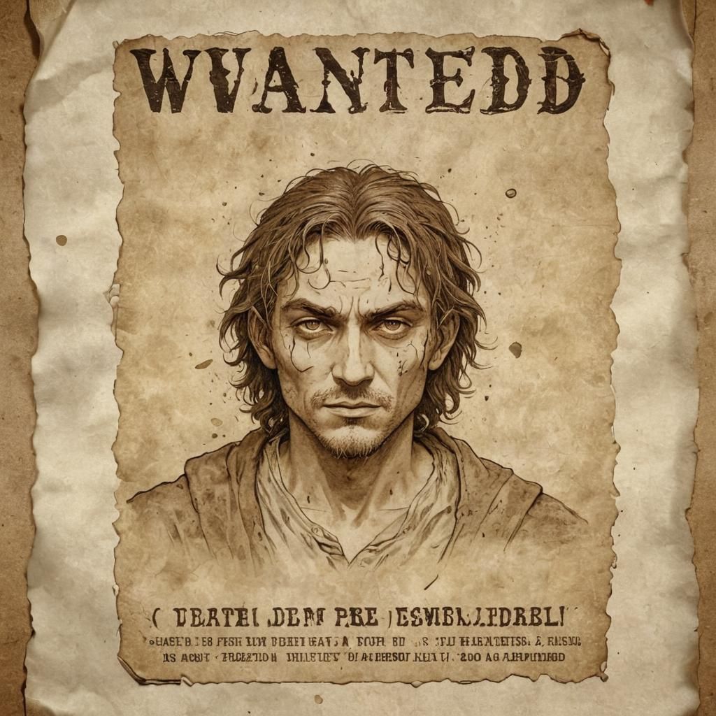 Vintage Fantasy Wanted Poster in Sepia Tones