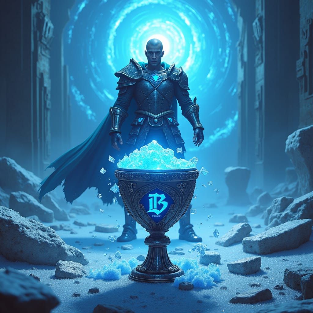 Armored Hero with Frozen Prime Drink, Fantasy Concept Art