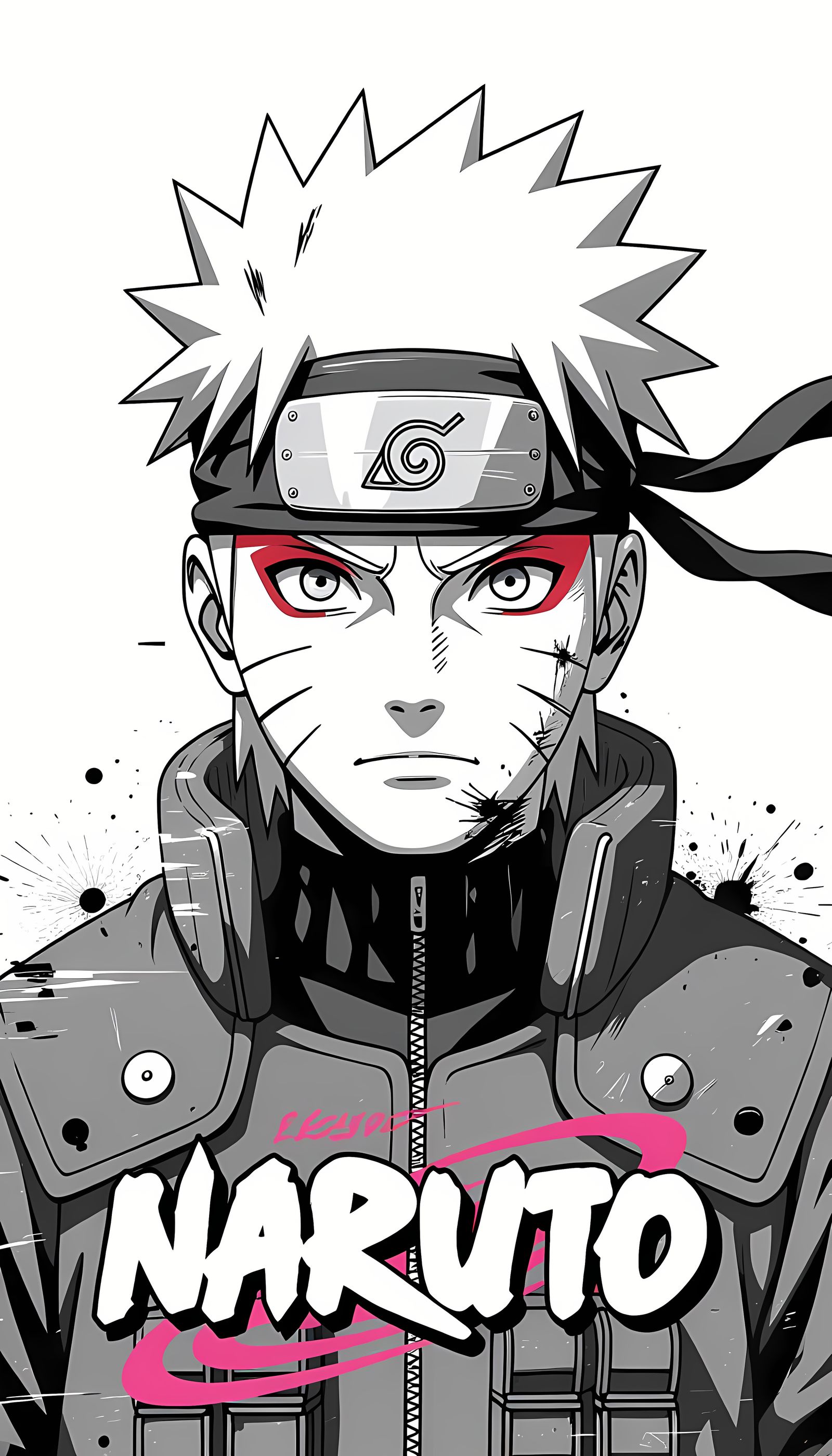 Glitch-Art Portrait of Naruto in Cyberpunk Style