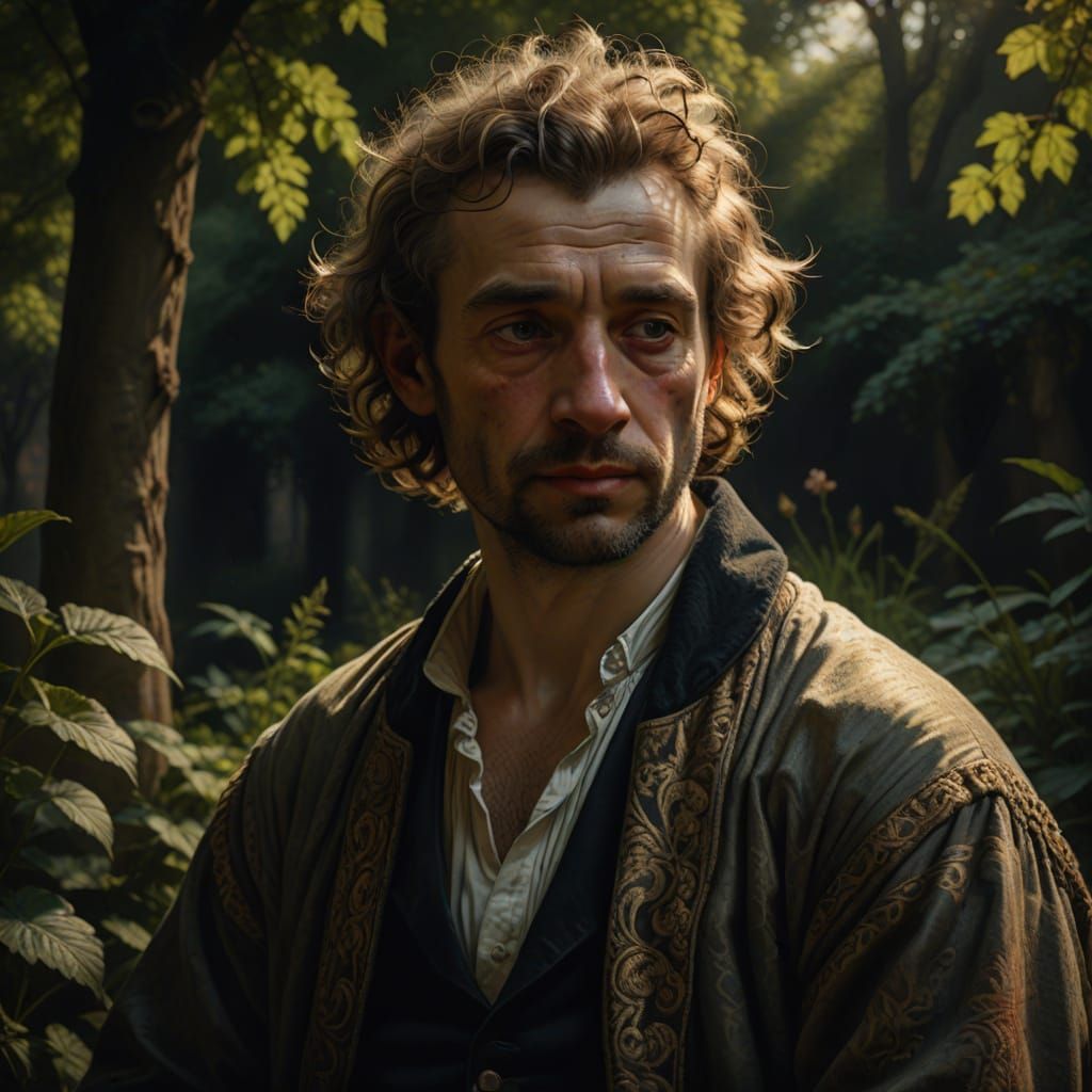 Melancholic Aristocrat Portrait in Rembrandt Style