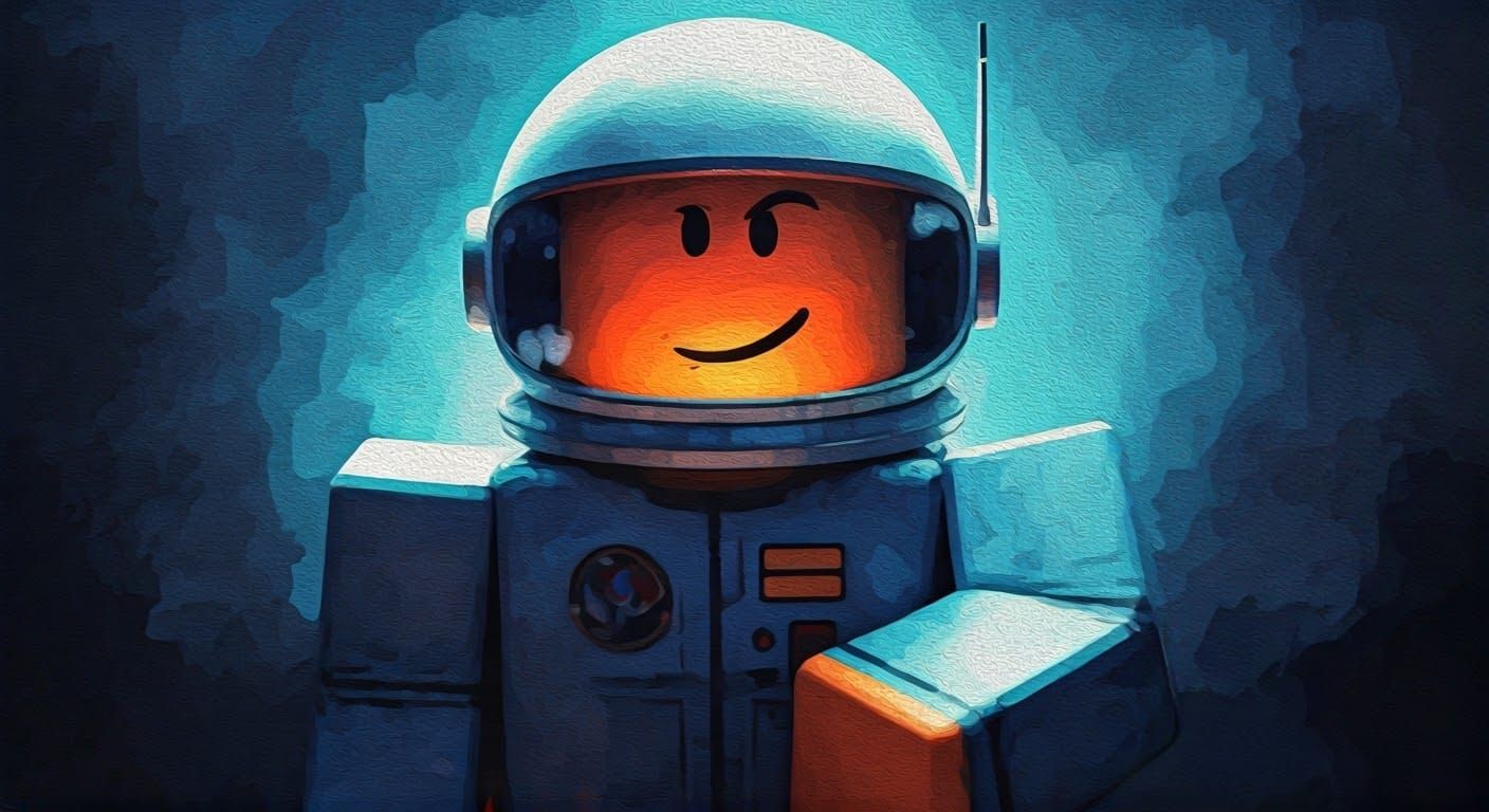 Blocky Roblox Astronaut in Gouache Style