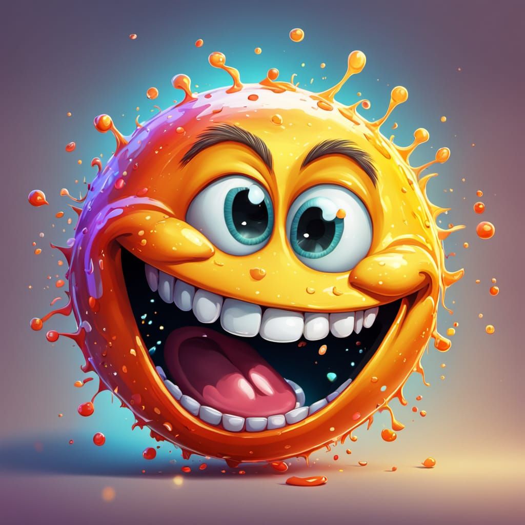 Funny Smilee Character Portrait in Vivid Digital Art