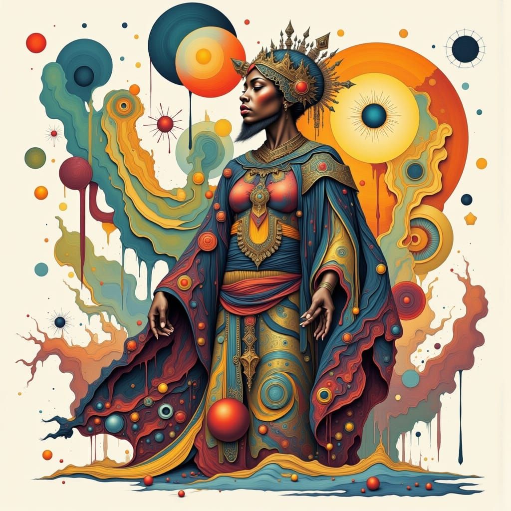 Abstract Liquid Ink Surrealist Composition