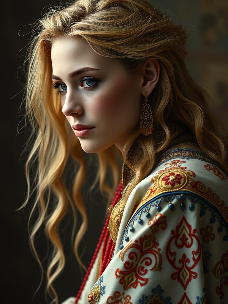 Ethereal Goddess in Traditional Attire