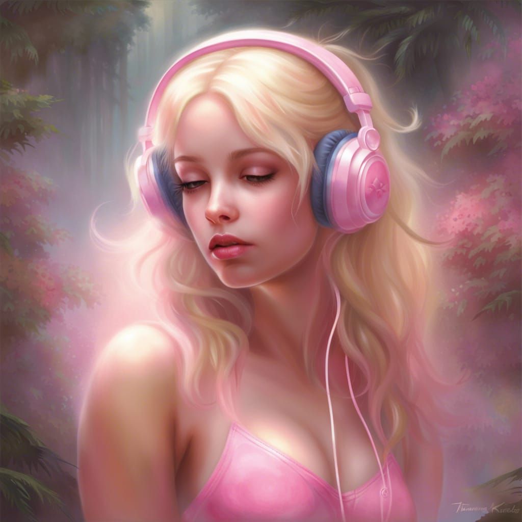 Blonde Girl in Pink: Ethereal Fantasy Portrait