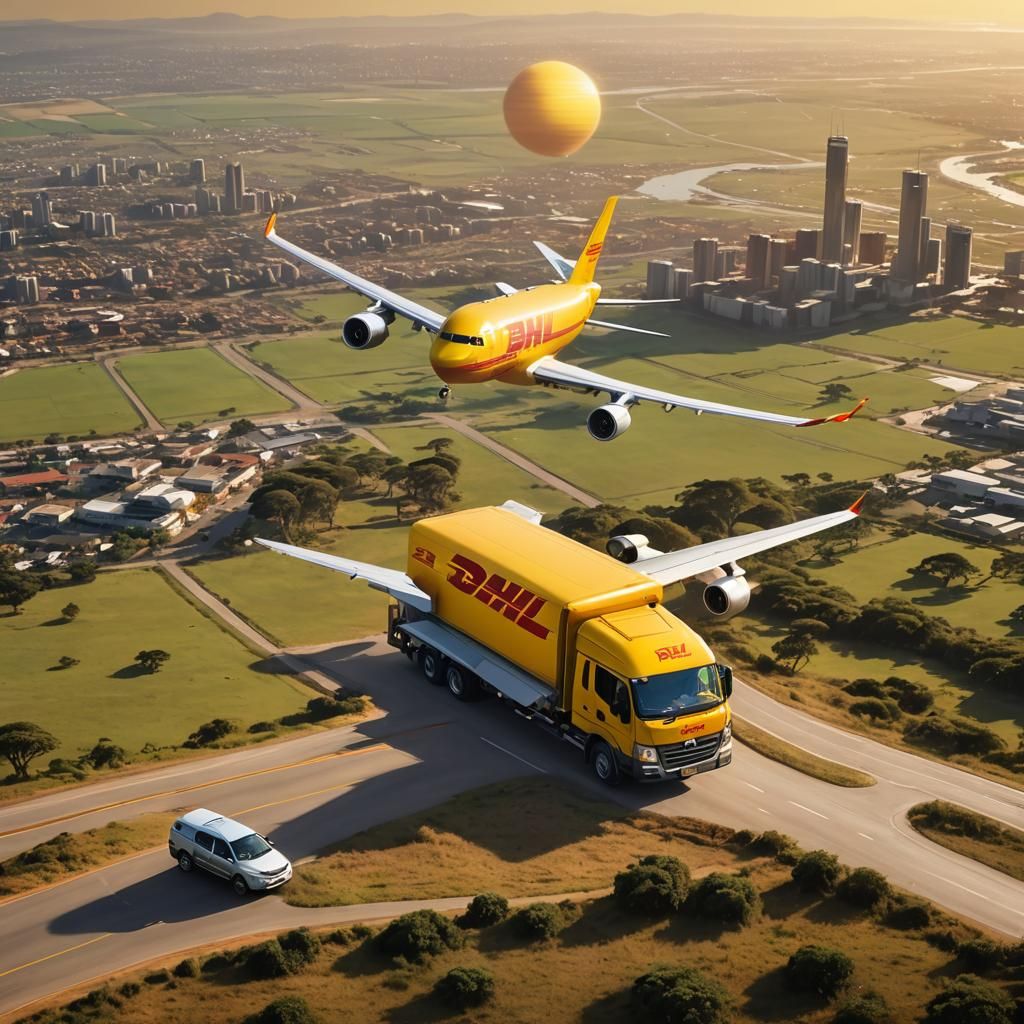 DHL Plane Over South Africa: Futuristic Concept Art