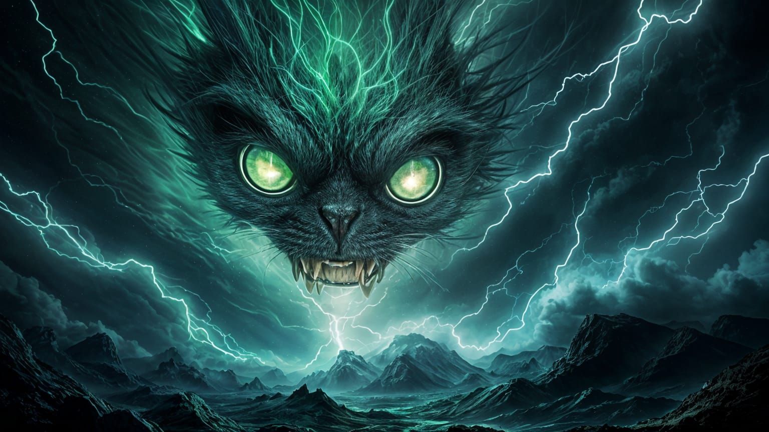 Glowing Green Eyes Emerge From The Storm