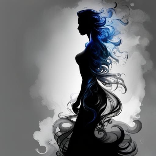 Ethereal Smoke Woman in Hyperdetailed Watercolor Style
