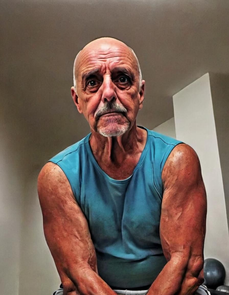 Overweight Gym Trainer Posing in Empty Room