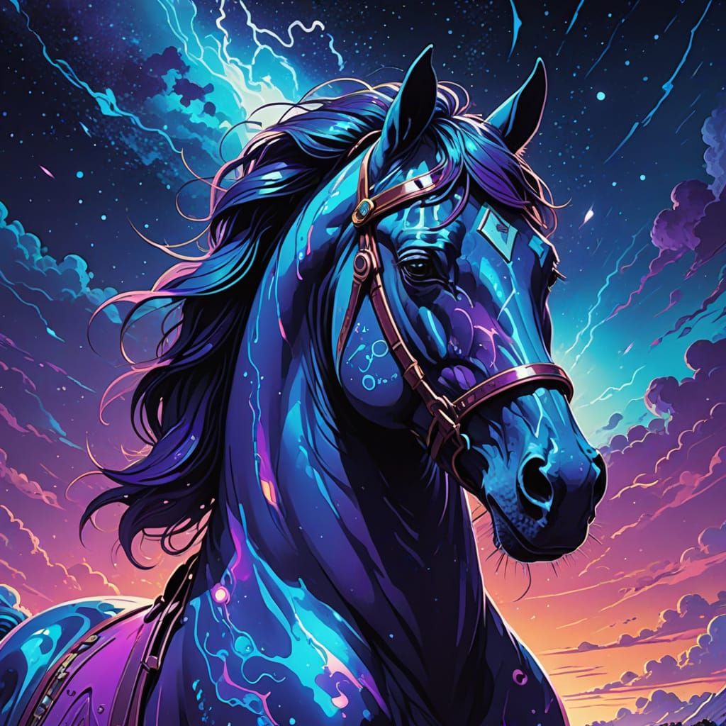 Painted horse in stars