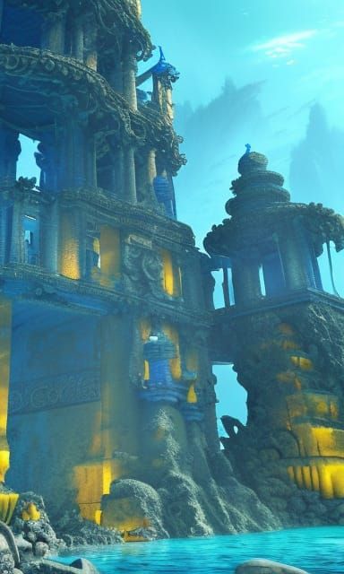 Fantastical Underwater Temple Ruin in Deep Color