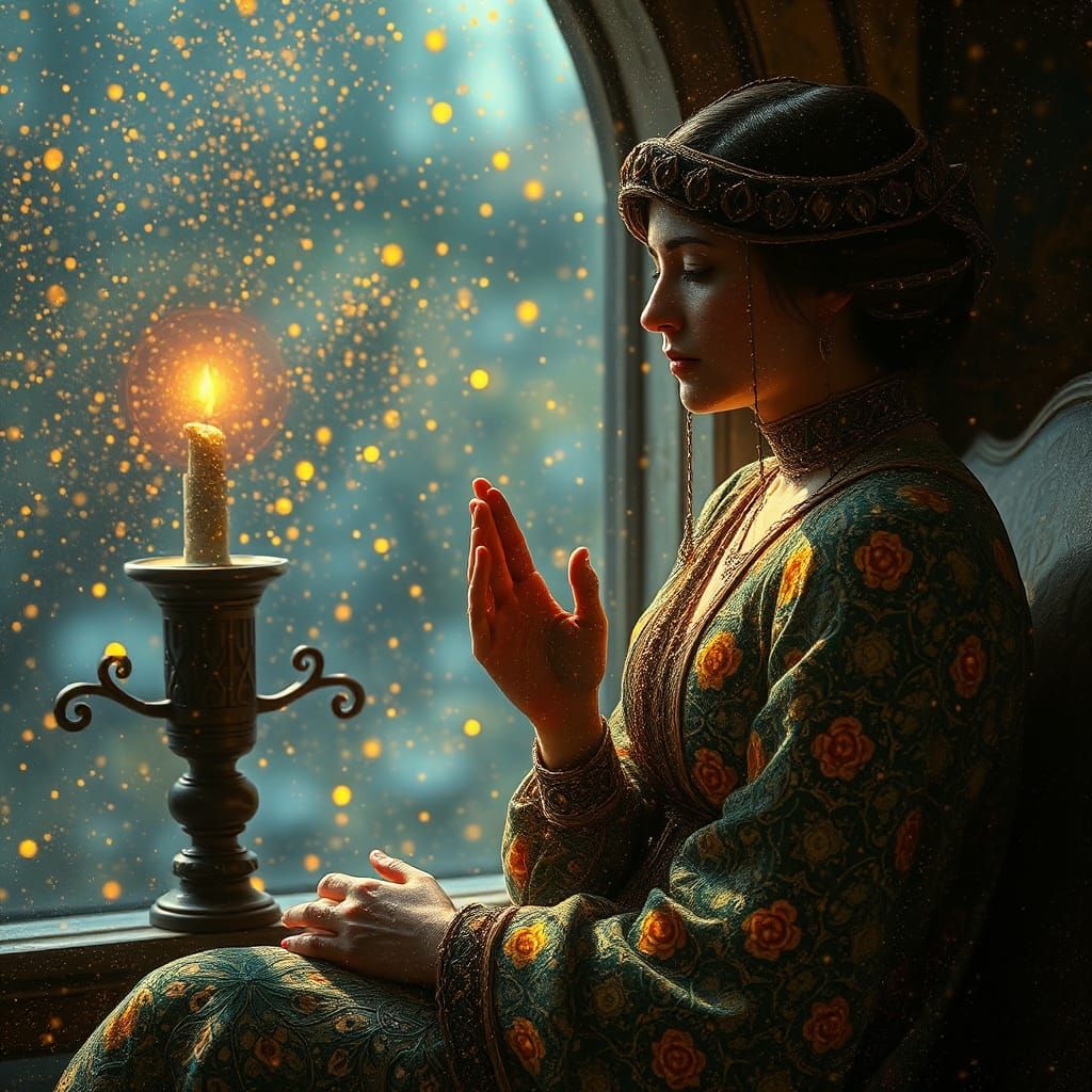 Ethereal Mother's Spirit in Pointillist Photo