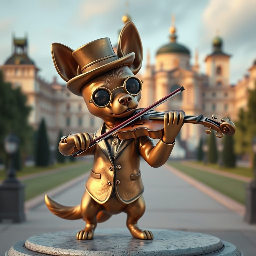 Chihuahua Playing a Violin