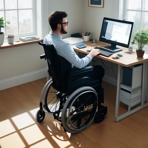 Empowering Concept Art: Person with Disability in Home Offic...