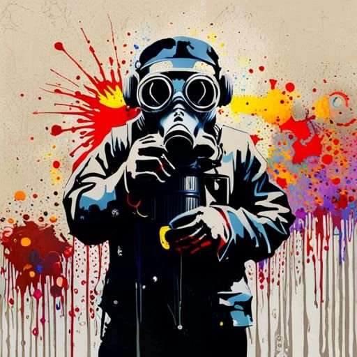 Rat with Gas Mask: Graffiti Stencil Art