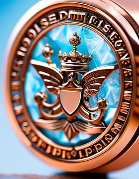 Rose Gold Family Crest with Aqua Stone