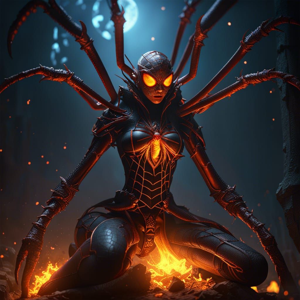 Spider Queen of Fire: Dark Fantasy Art