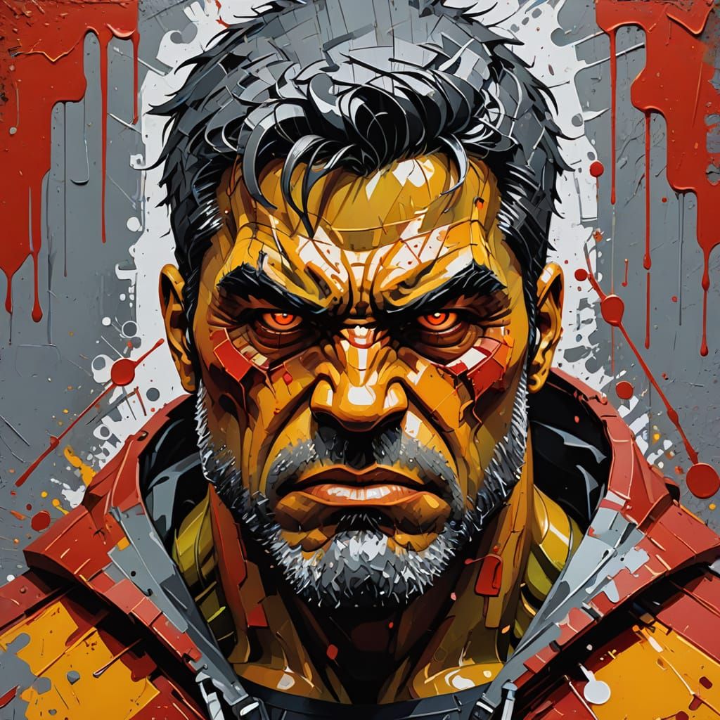 Cyberpunk Hulk Portrait with Mechanical Details