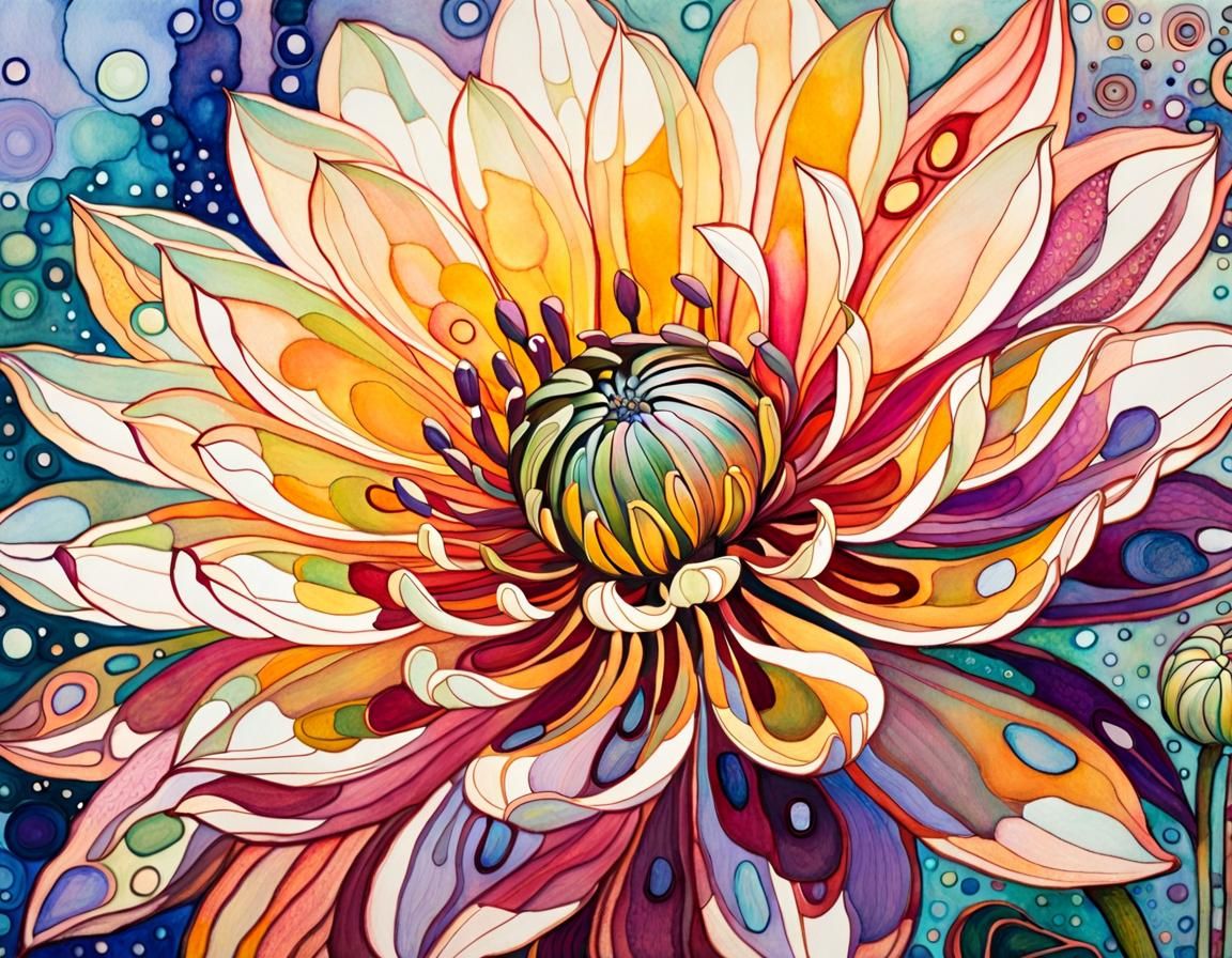 Intricate Dahlia Blossom Macro Abstract in Pastel Colors