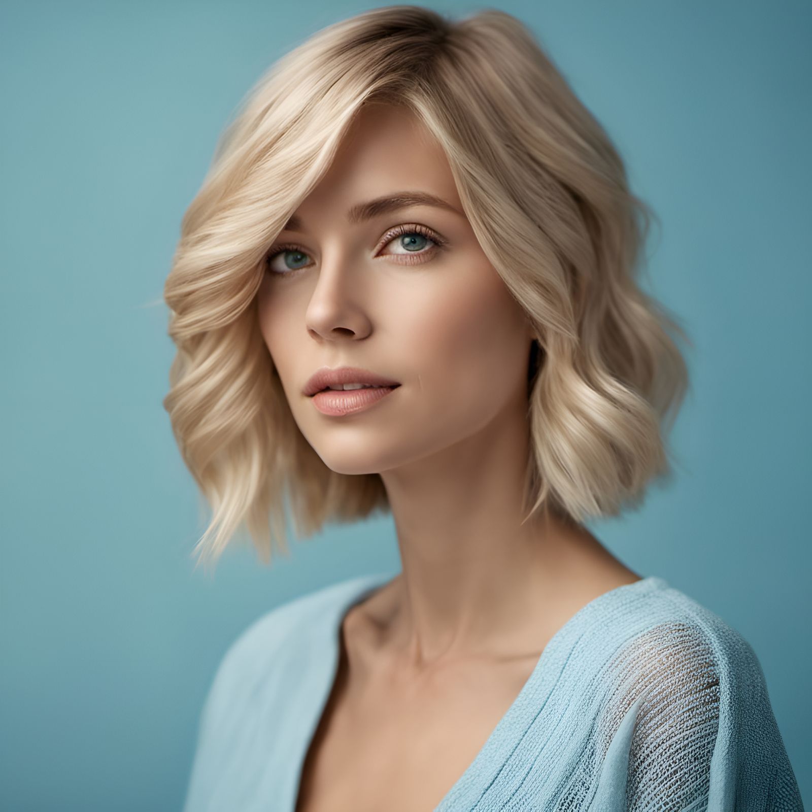 Photorealistic Portrait of a Shy Blonde Woman