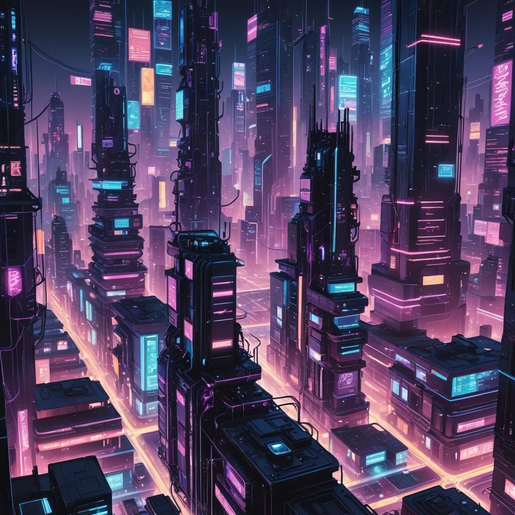 Cyberpunk Network Illustration in Digital Art Style