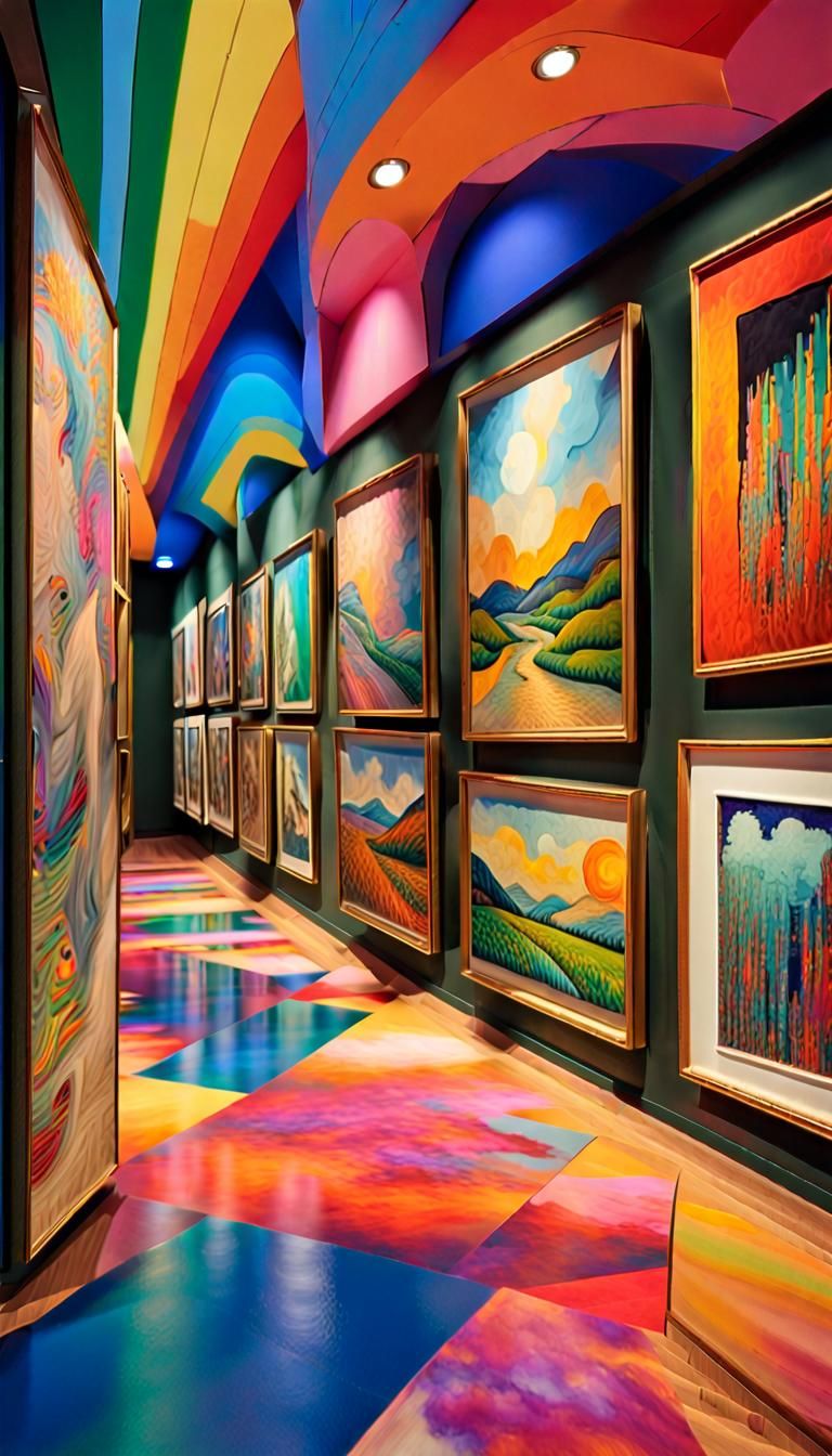 Hyperrealistic Art Gallery in Vibrant Spectrum Colors