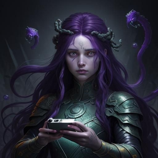 Medusa's Selfie: A Dark Fantasy Concept Art