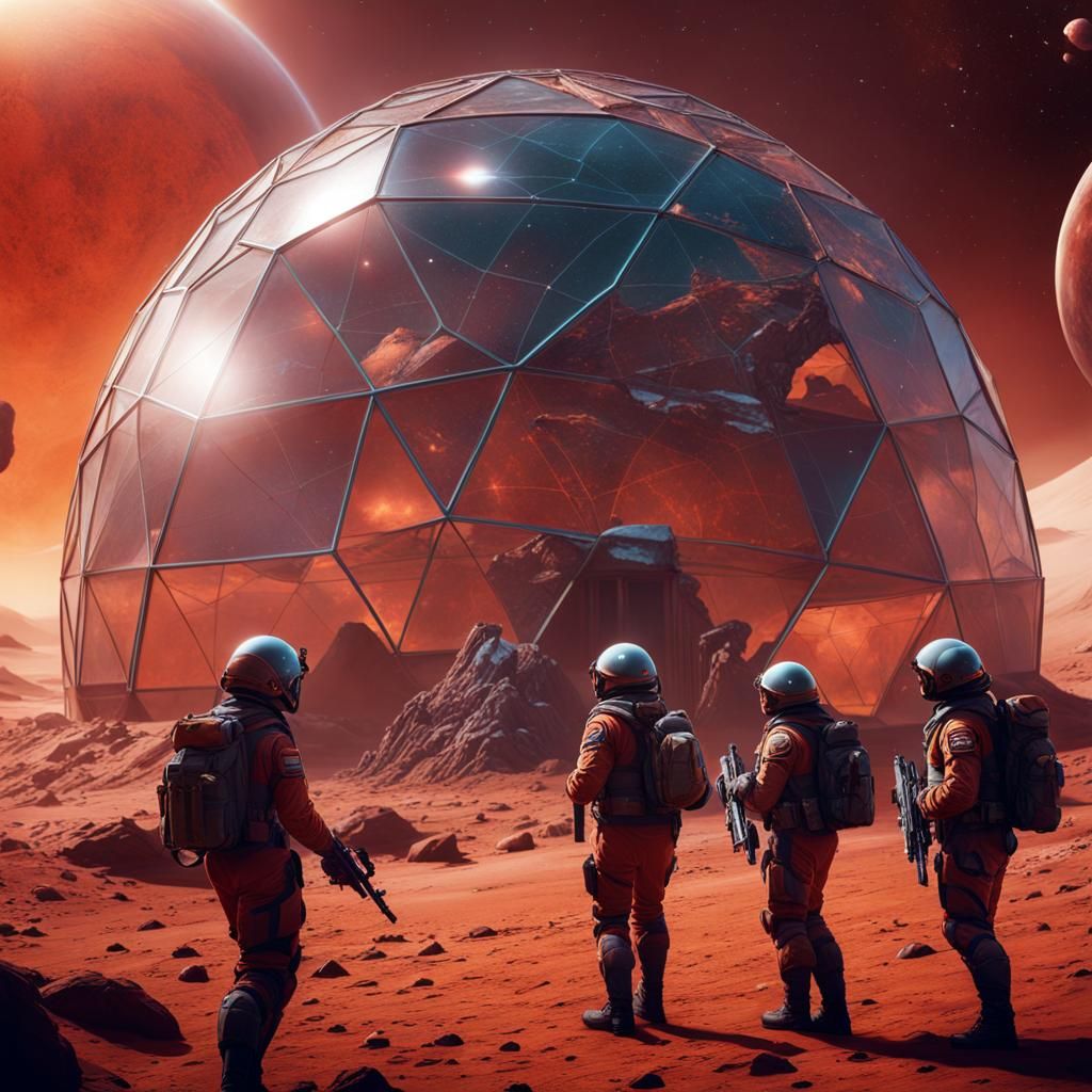 Cosmic Battle on Mars: A Matte Painting