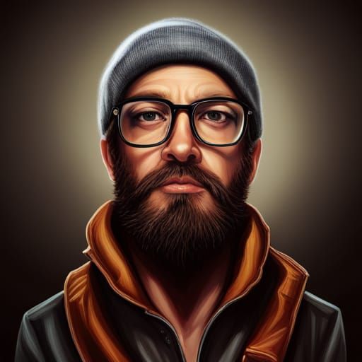 Photorealistic Portrait of a Hipster with Beard and Glasses