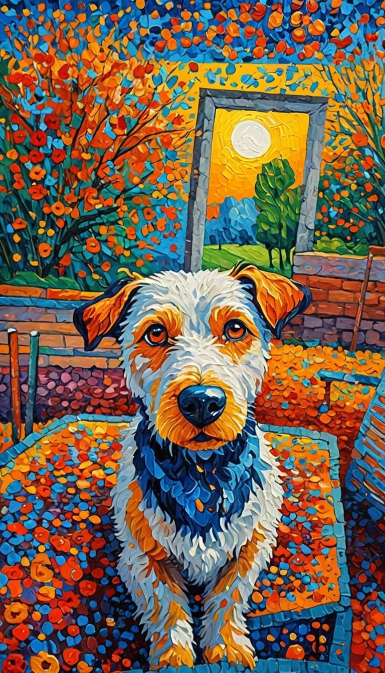 Textured Dog in Neo-Impressionist Expressionist Style