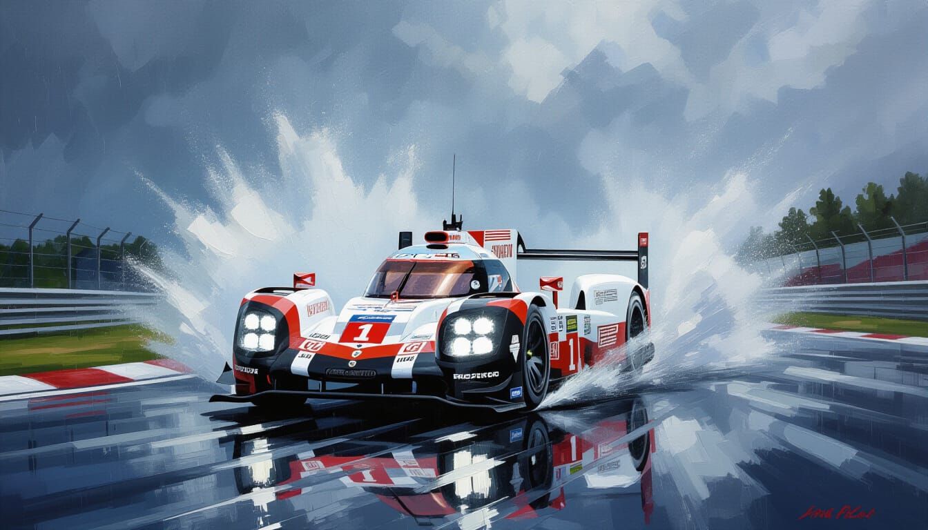 Porsche 919 LMP1 Races Nürburgring in Stormy Downpour