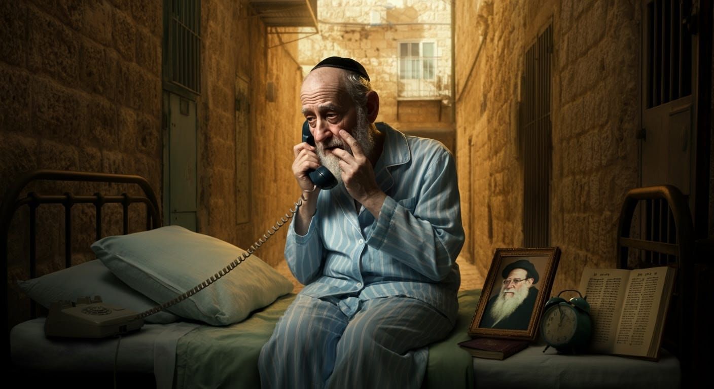 Hasidic Man on Bed in Jerusalem, Digital Comic Art