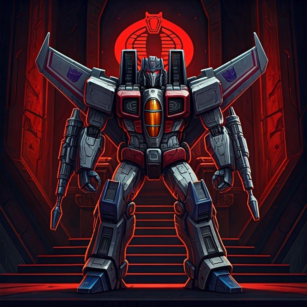 Starscream Cobra Fusion in Cyberpunk Throne Room