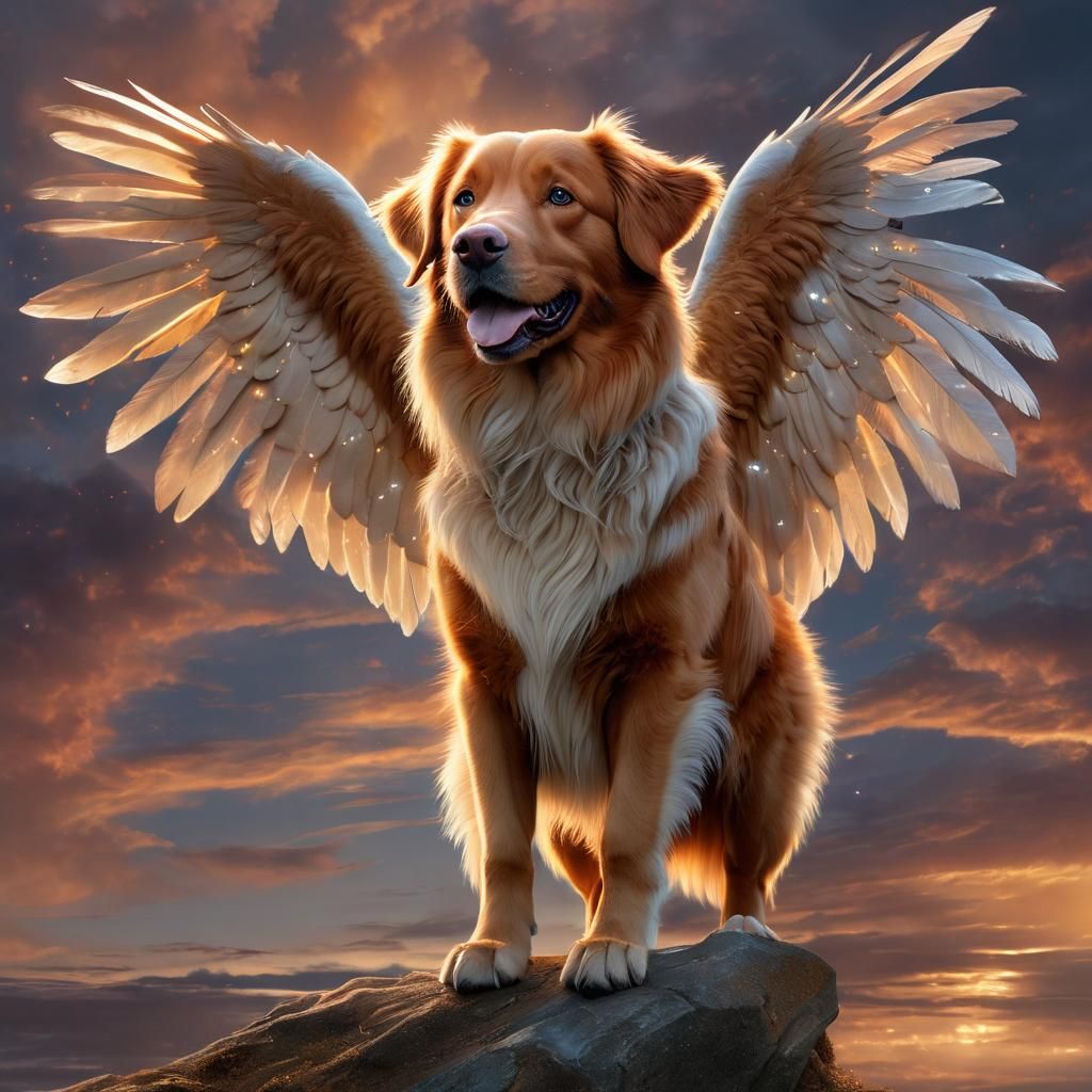 Nova Scotia Duck Toller Angel in Marvel Art Style