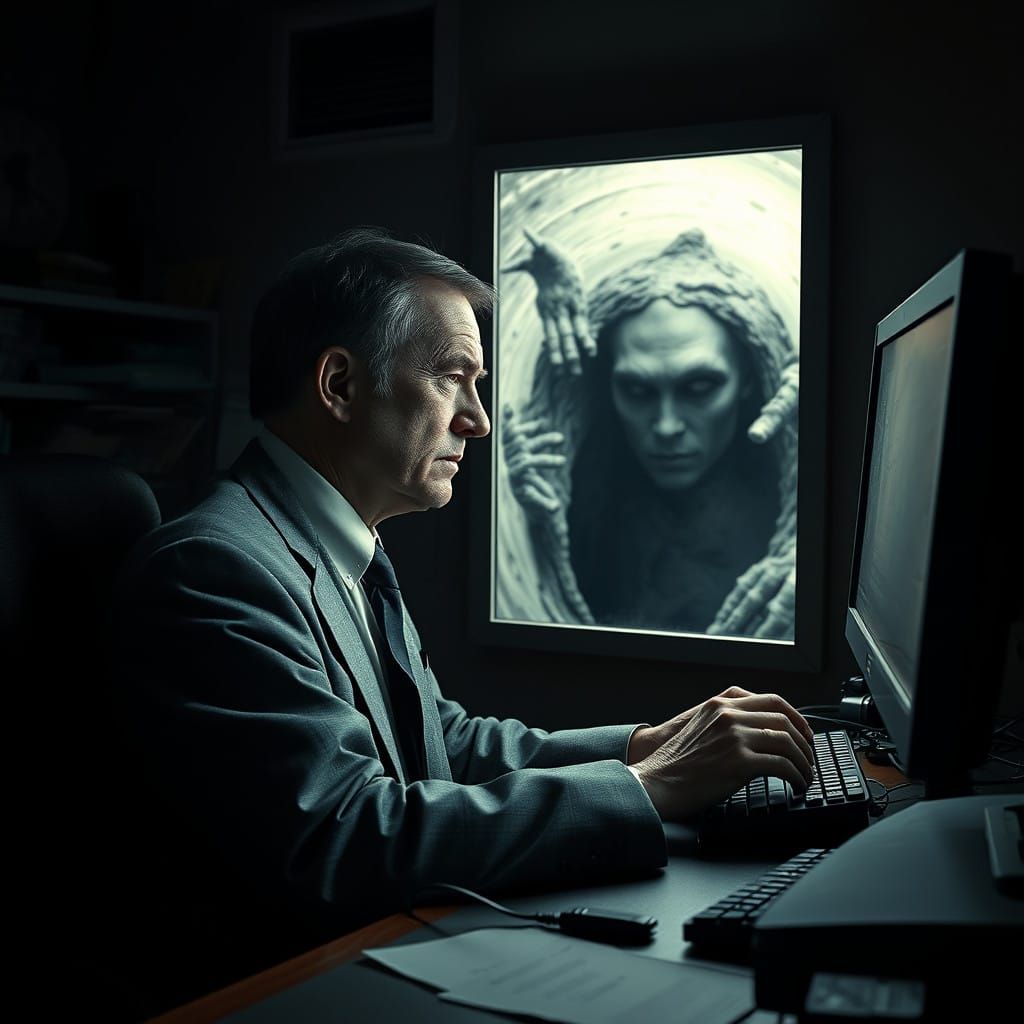 Desperate Office Worker Stares into the Void