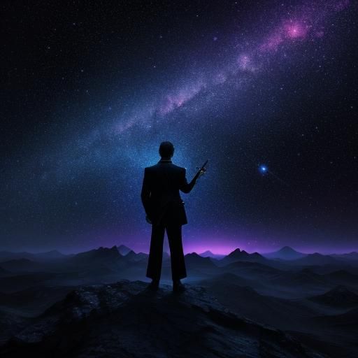 Surreal Pageboy in Starry Void Oil Painting