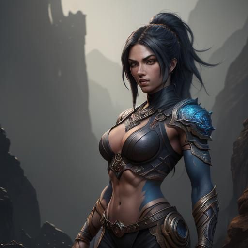 Muscular Girl in Class: Detailed Matte Painting