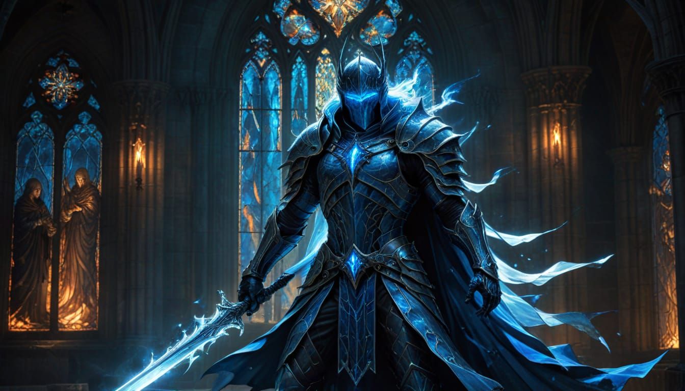 Ethereal Knight in Ruined Cathedral