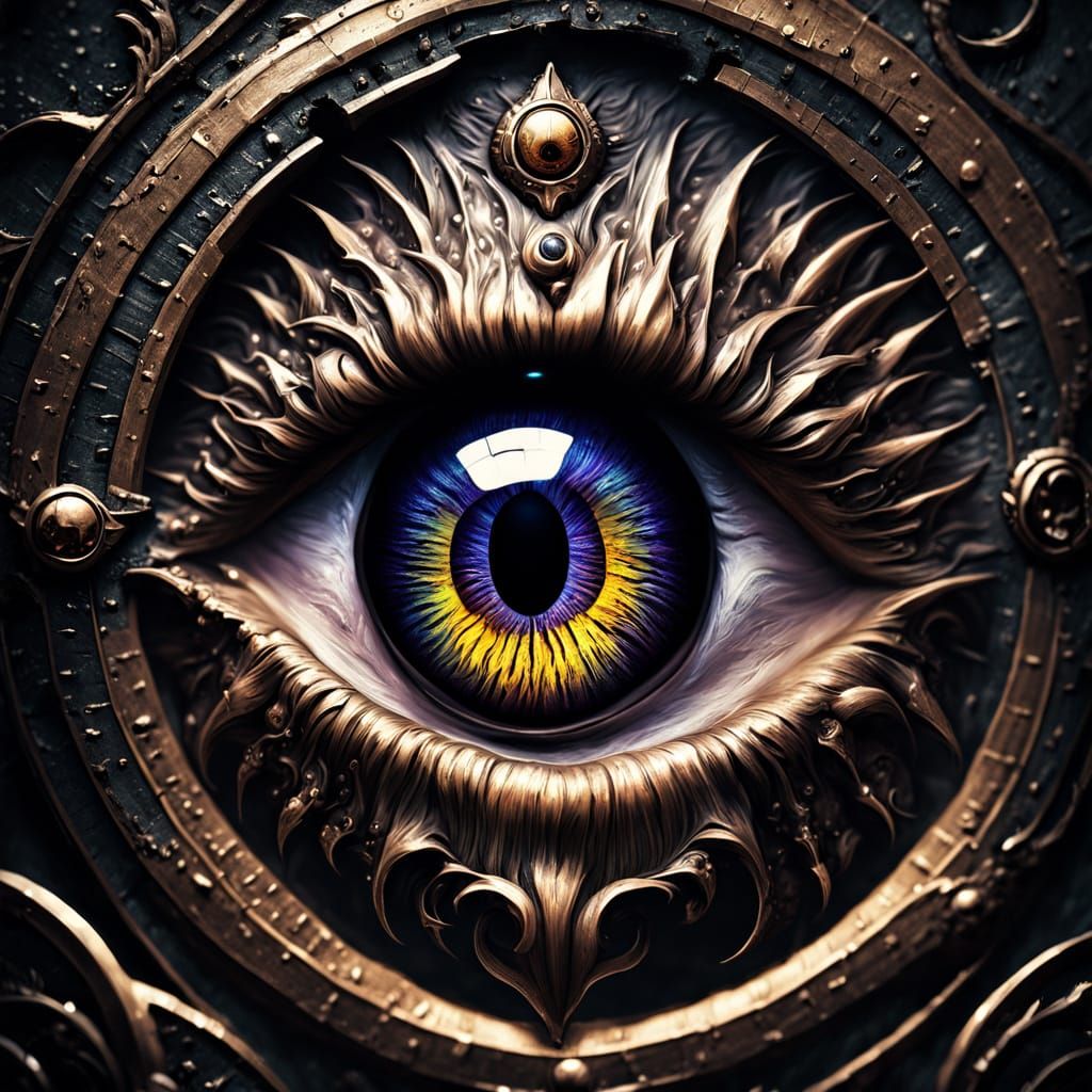 Eye Watching from Keyhole in Dark Fantasy Style