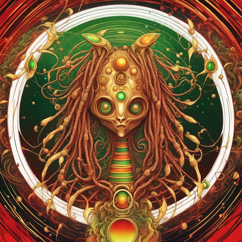 Rasta Alien Bee in Abstract Anime Style