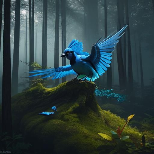 Girl at Desk in Enchanted Forest, Fantasy Art