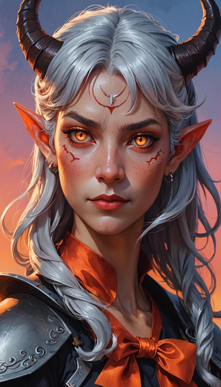 Tiefling Portrait in Anime Style