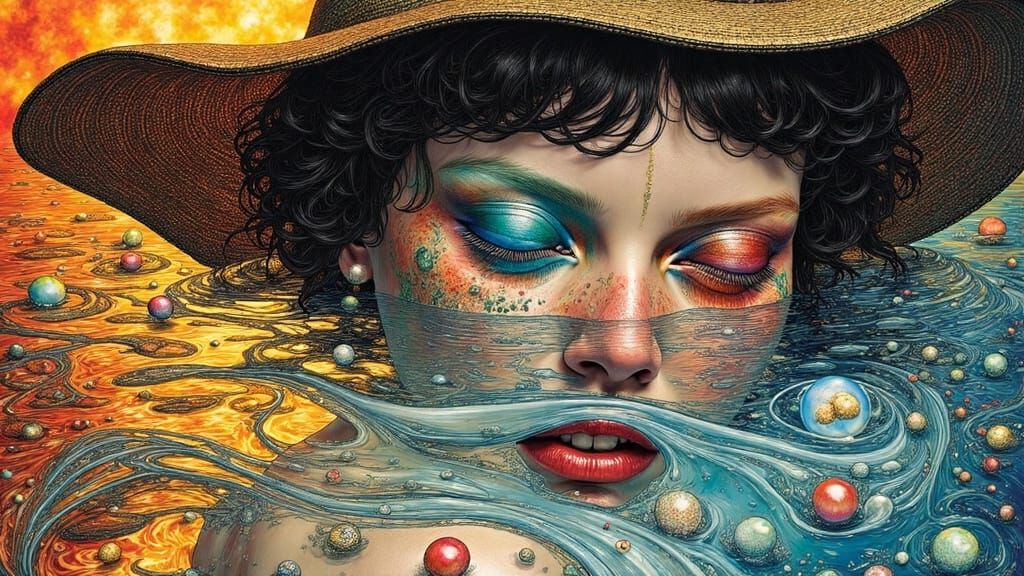 Ethereal Liquid Sorcerer in Dreamlike Realism