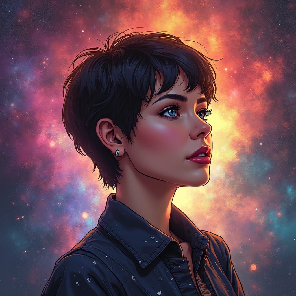 Cosmic Beauty Under Rainbow Nebula