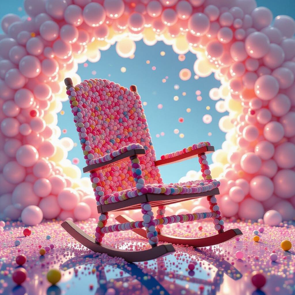 Candy Rocking Chair in Soda Explosion, Hyperrealistic Render...